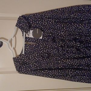 Black ruffle print dress. L. New.